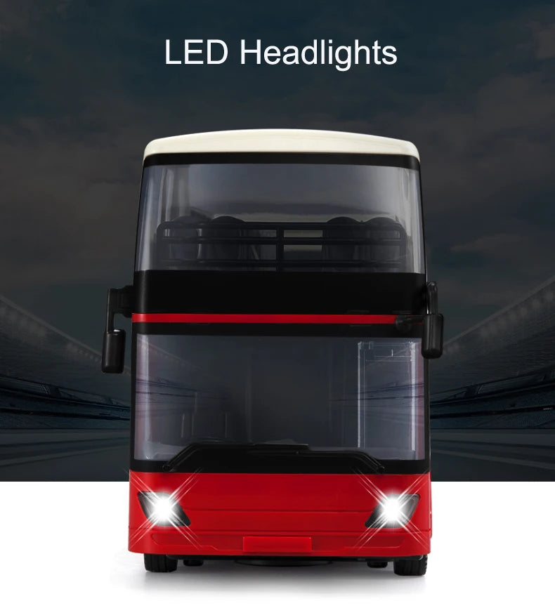 Double E E640 1/18 Rc Car Travel Bus Cars Model 2.4G Radio Remote Control Machine with Music Headlights Toys for Boys Children