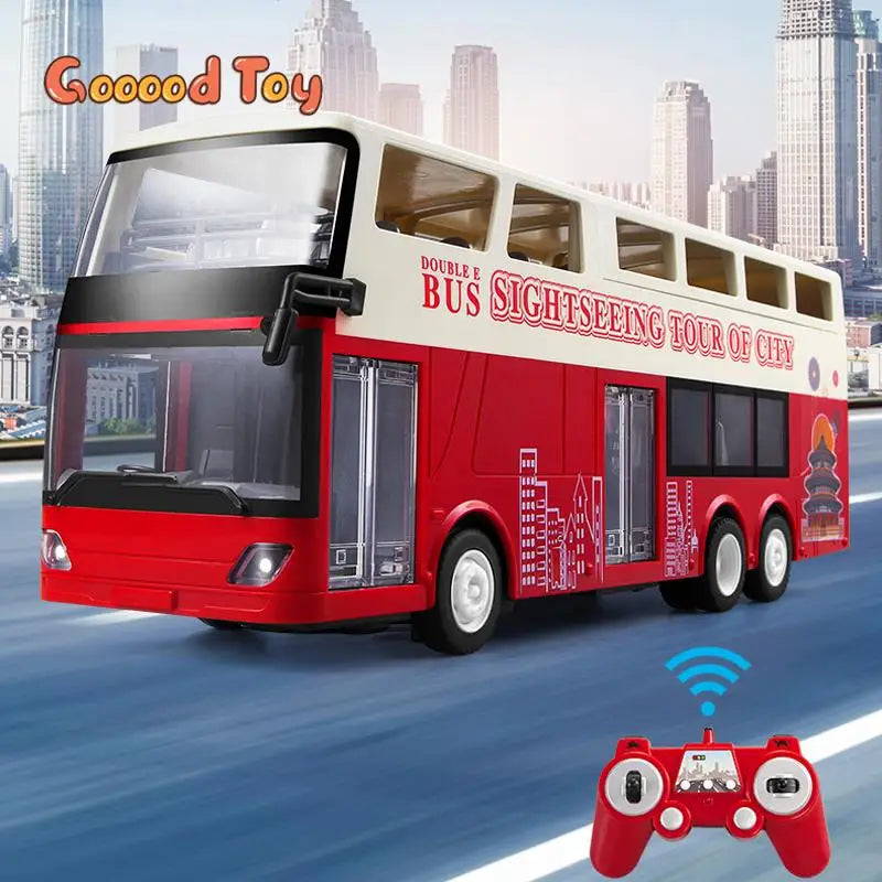 Double E E640 1/18 Rc Car Travel Bus Cars Model 2.4G Radio Remote Control Machine with Music Headlights Toys for Boys Children