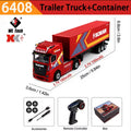 WLtoys XK 6408 1/64 4WD Alloy RC Tractor Truck with Independent Control Liftable Container Lights & Horn Cruise Control RC Car T