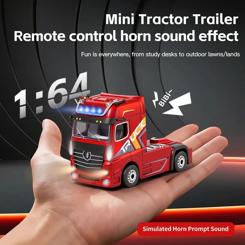 WLtoys XK 6408 1/64 4WD Alloy RC Tractor Truck with Independent Control Liftable Container Lights & Horn Cruise Control RC Car T