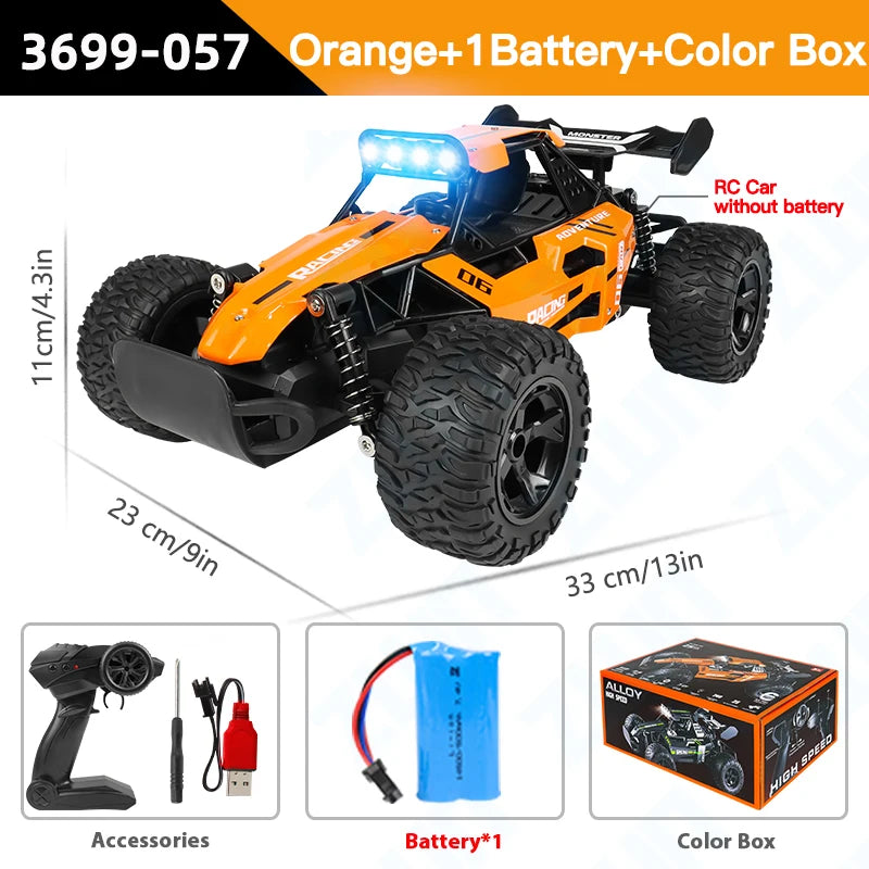 ZWN 1:12 1:16 20KM/H RC Car With LED Lights 2.4G Alloy Off-Road High Speed Vehicle Remote Control Cars Toys for Children Gifts