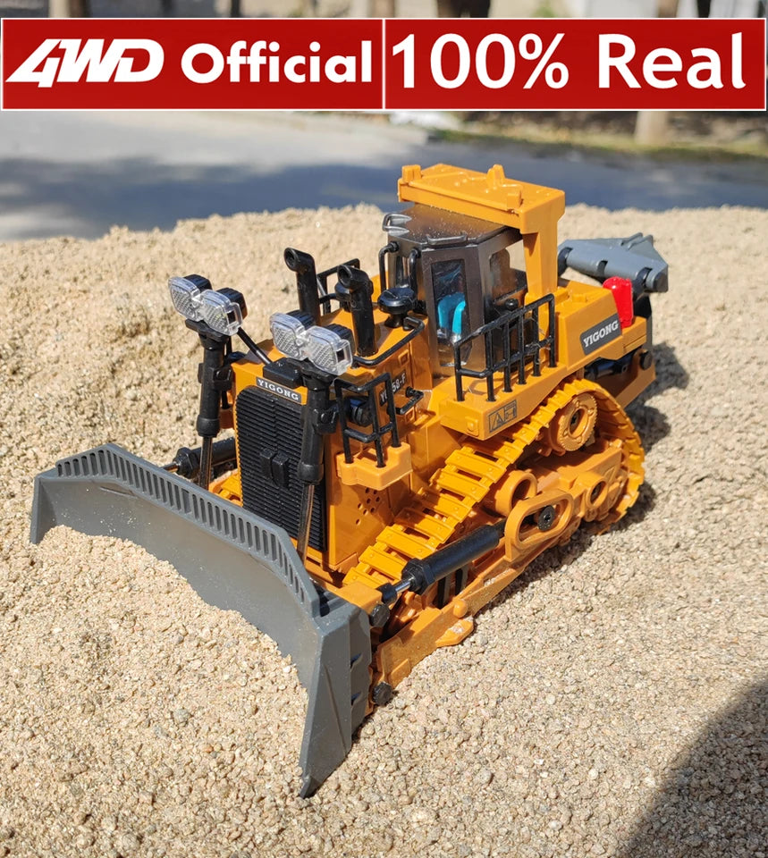 4WD Remote Control Excavator Toy Radio Controlled RC Dump Truck Vehicle Crawler Bulldozer Construction Buggy Light and Sound Car