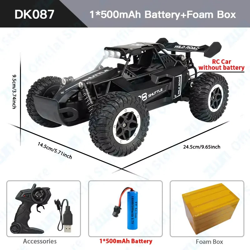 ZWN 1:12 1:16 20KM/H RC Car With LED Lights 2.4G Alloy Off-Road High Speed Vehicle Remote Control Cars Toys for Children Gifts