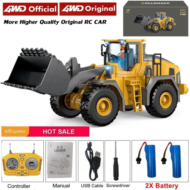 4WD Remote Control Excavator Toy Radio Controlled RC Dump Truck Vehicle Crawler Bulldozer Construction Buggy Light and Sound Car