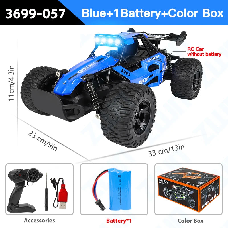 ZWN 1:12 1:16 20KM/H RC Car With LED Lights 2.4G Alloy Off-Road High Speed Vehicle Remote Control Cars Toys for Children Gifts