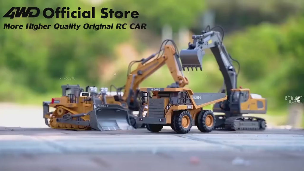 4WD Remote Control Excavator Toy Radio Controlled RC Dump Truck Vehicle Crawler Bulldozer Construction Buggy Light and Sound Car